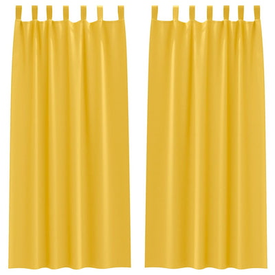 Vidaxl zwart-out gordijnen met ringen 2 st mosterdgeel 225 x 140 cm