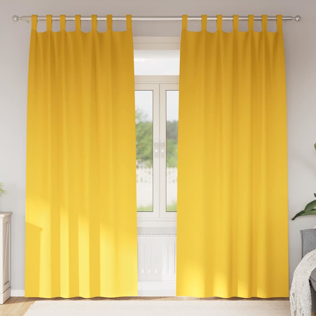 Vidaxl zwart-out gordijnen met ringen 2 st mosterdgeel 245 x 140 cm