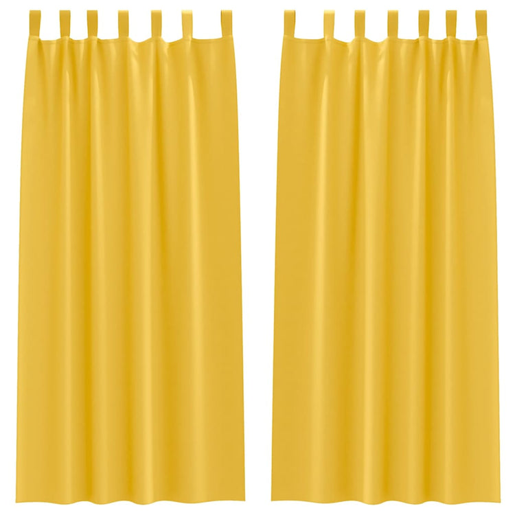 Vidaxl zwart-out gordijnen met ringen 2 st mosterdgeel 245 x 140 cm