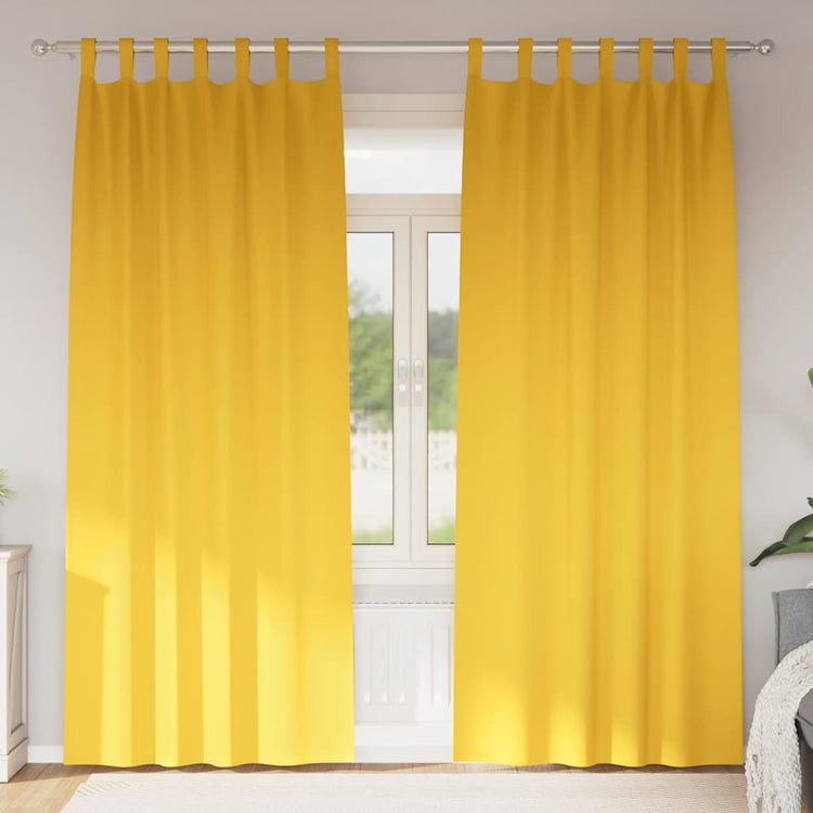 Vidaxl zwart-out gordijnen met ringen 2 st mosterdgeel 260 x 140 cm