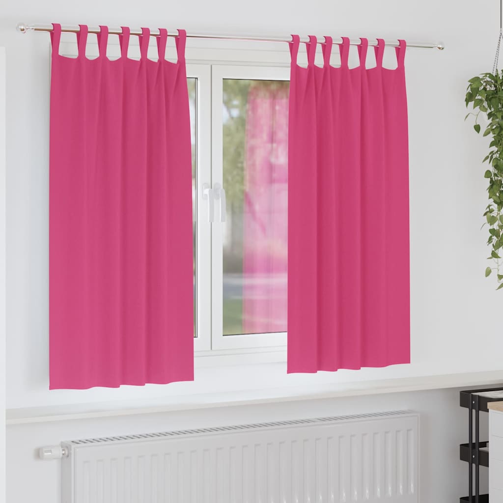 Vidaxl zwart-out gordijnen met ringen 2 st felroze 175 x 140 cm