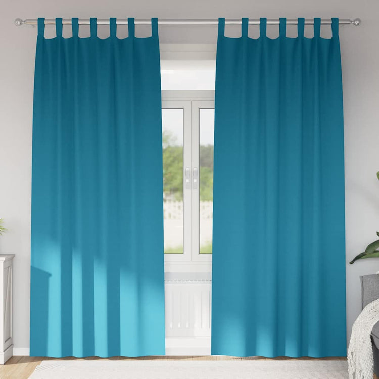 Vidaxl zwart-out gordijnen met ringen 2 st turquoise 225 x 140 cm