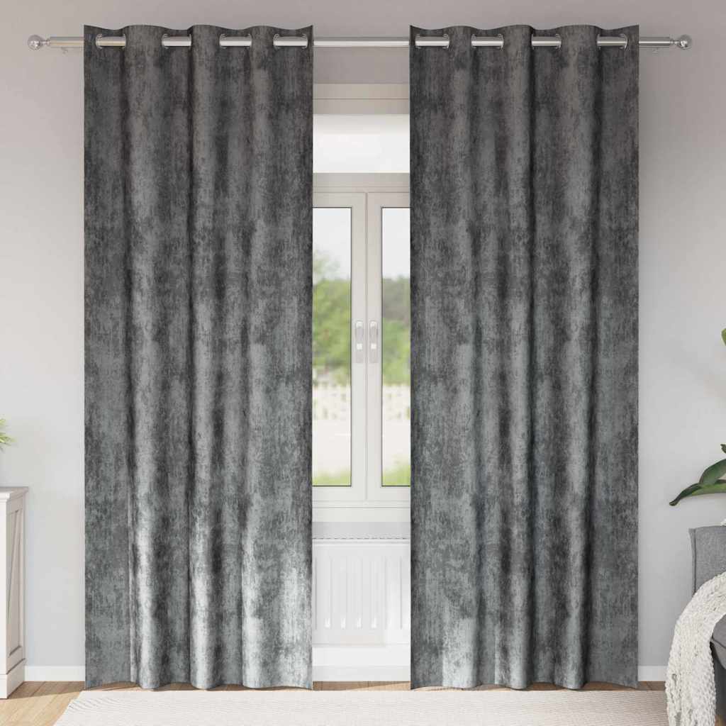 Vidaxl velvet gordijnen 2 st grijs 245 x 140 cm fluweel