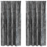 Vidaxl velvet gordijnen 2 st grijs 175 x 140 cm fluweel - afbeelding 2