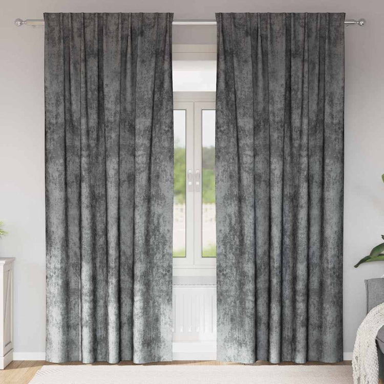 Vidaxl velvet gordijnen 2 st grijs 225 x 140 cm fluweel