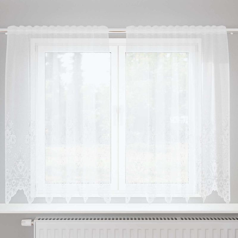 Vidaxl kantgordijn met gordijnen bloemen wit 140 x 150 cm polyester