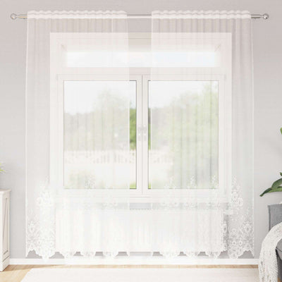 Vidaxl kantgordijn met gordijnen bloemen wit 220x150cm polyester