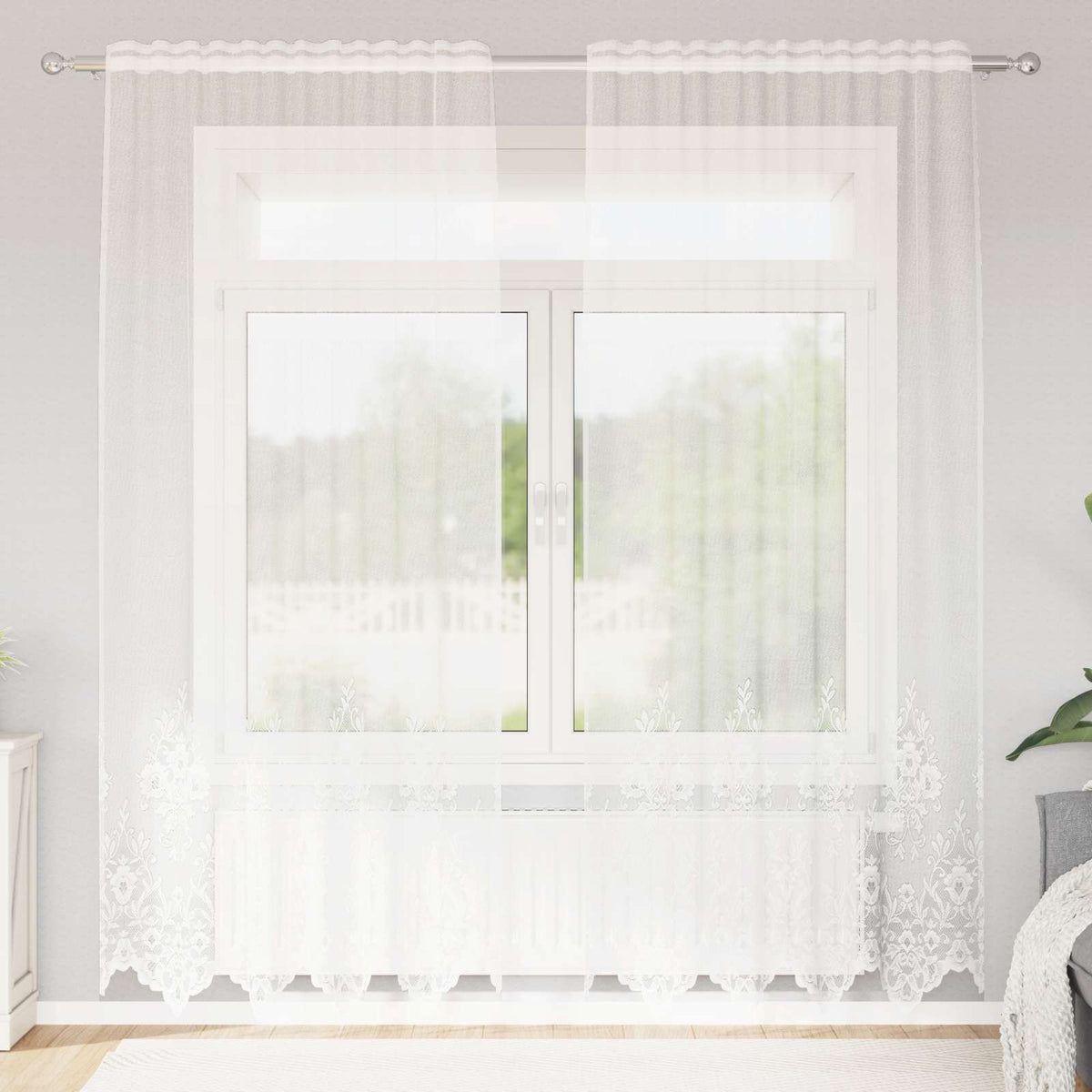 Vidaxl kantgordijn met gordijnen wit 150 x 240 cm polyester