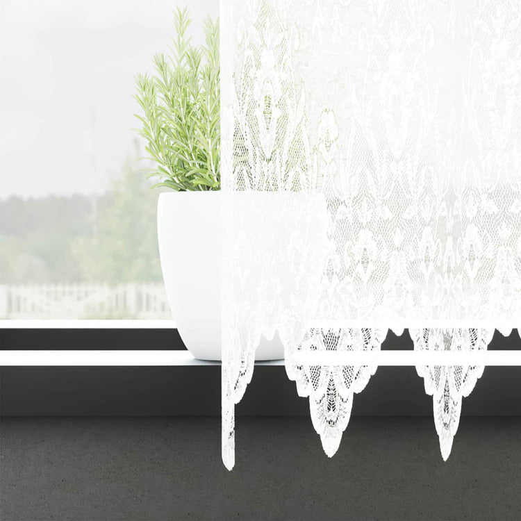 Vidaxl kantgordijn met gordijnen bloemen wit 200 x 750 cm polyester