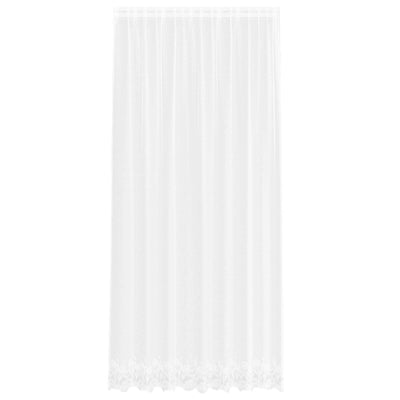 Vidaxl kantgordijn met gordijnen bloemen wit 280 x 200 cm polyester