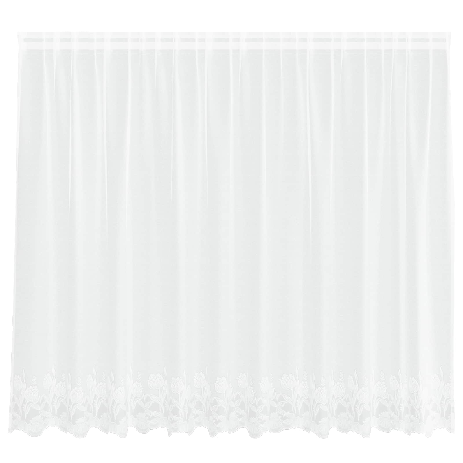 Vidaxl kantgordijn met gordijnen bloemen wit 180 x 300 cm polyester
