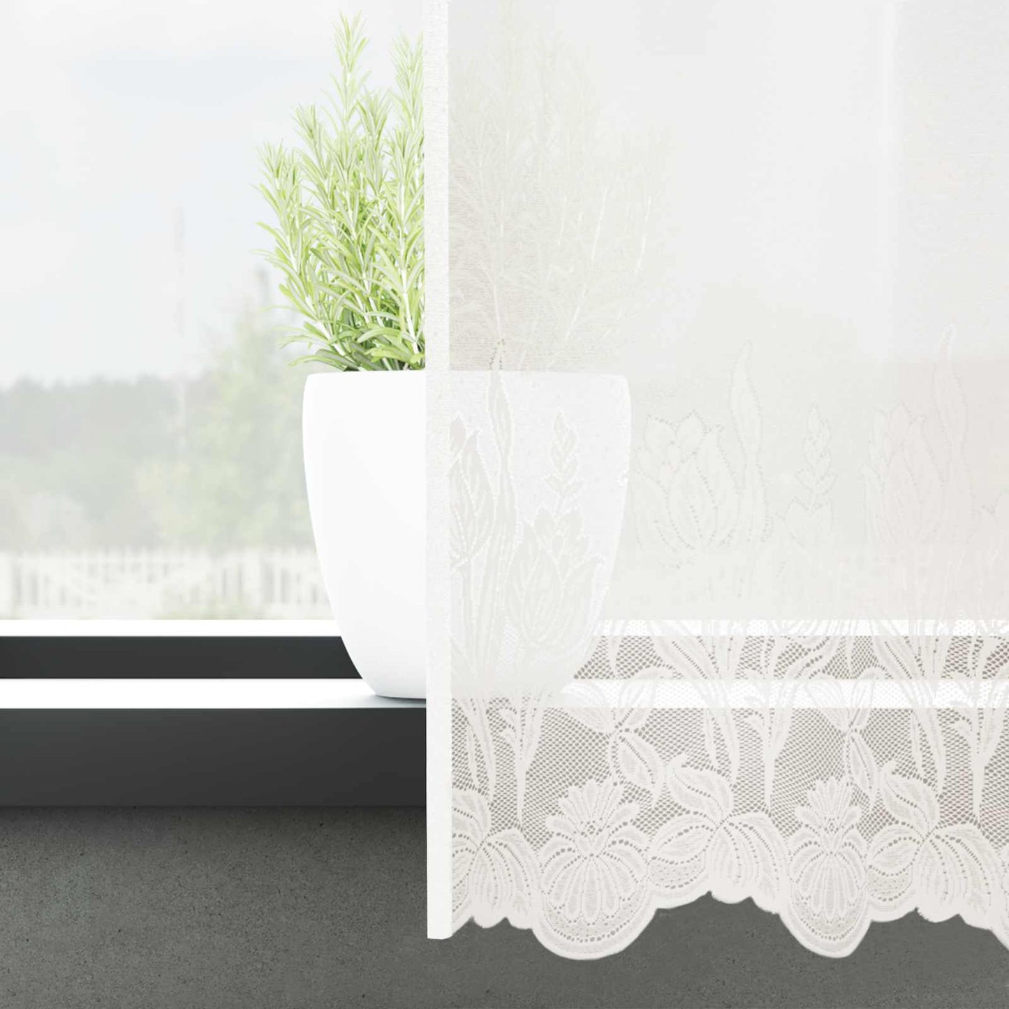 Vidaxl kantgordijn met gordijnen bloemen wit 200 x 400 cm polyester