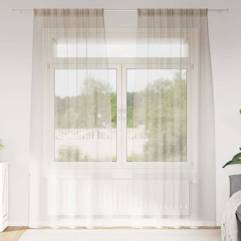 Vidaxl voile gordijn met gordijnen 2 pcs zand 260 x 140 cm polyester