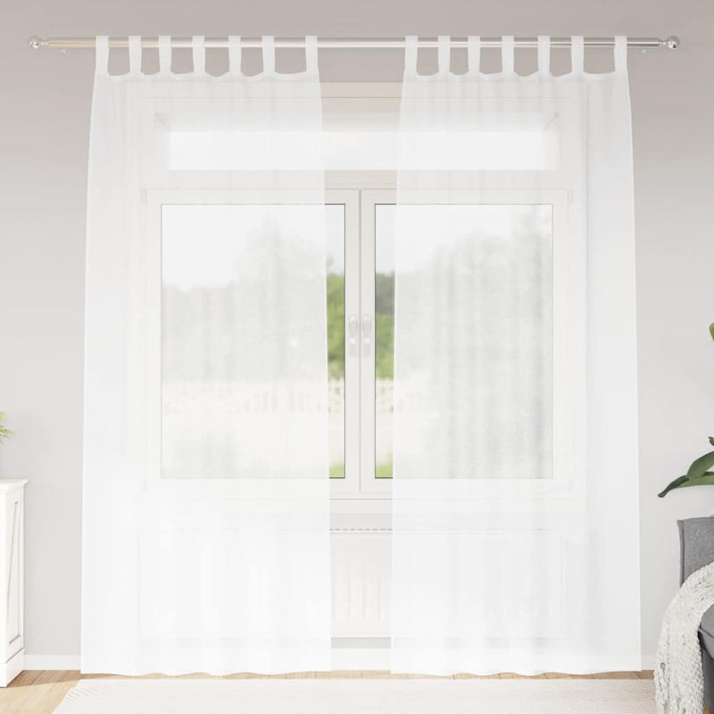 Vidaxl voile gordijn met gordijnen 2 pcs wit 260 x 140 cm polyester