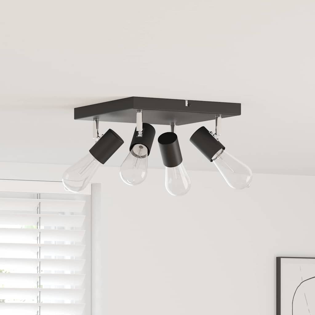 Vidaxl plafondspot met schijnwerpers zwart 26 x 26 x 11,5 cm metaal