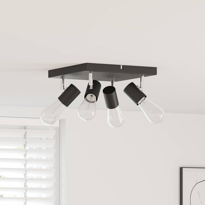 Vidaxl plafondspot met schijnwerpers zwart 26 x 26 x 11,5 cm metaal