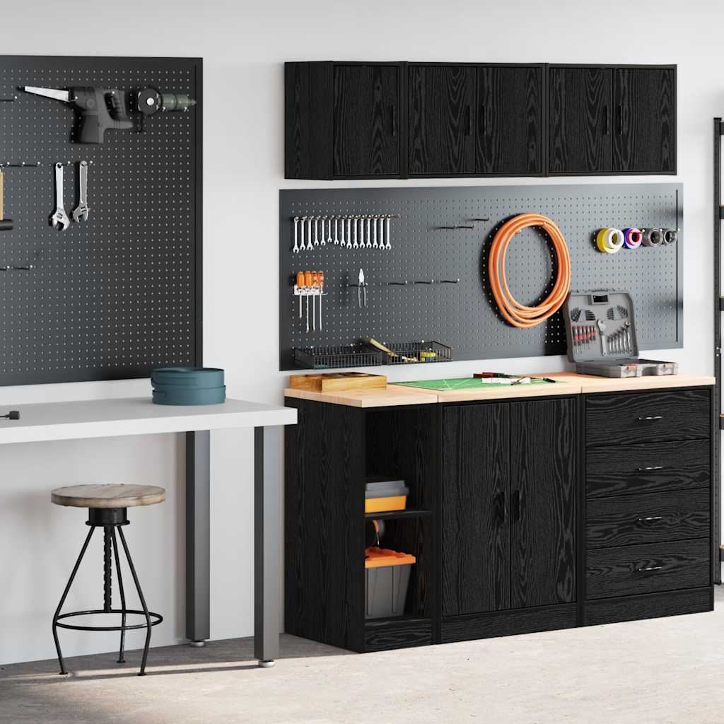 Vidaxl garagekasten 2 st spaanplaat zwart