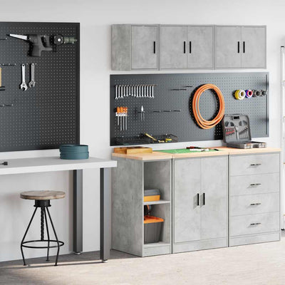 Vidaxl garagekasten 2 st bewerkt hout betongrijs