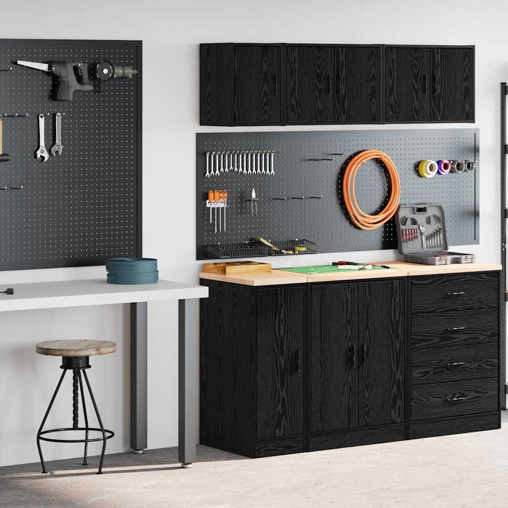 Vidaxl garagekasten 2 st spaanplaat zwart