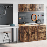 Vidaxl garagekasten 2 st spaanplaat gerookt eiken - afbeelding 1