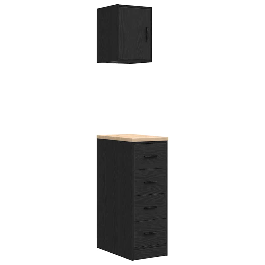 Vidaxl garagekasten 2 st spaanplaat zwart