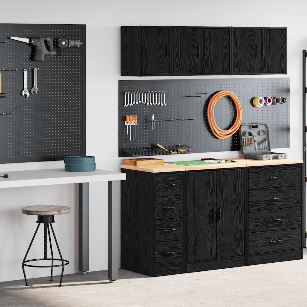Vidaxl garagekasten 2 st spaanplaat zwart
