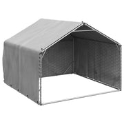 Vidaxl hondenhok voor buiten met hoes 2x2x1,5 m gegalvaniseerd staal - afbeelding 1