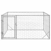 Vidaxl hondenhok voor buiten met deur 2x2x1 m gegalvaniseerd staal - afbeelding 3