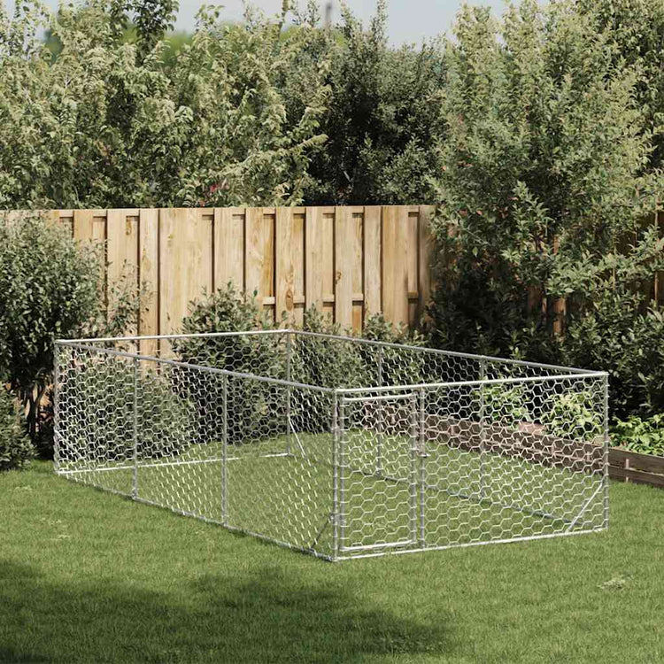 Vidaxl hondenhok voor buiten met deur 2x4x1 m gegalvaniseerd staal