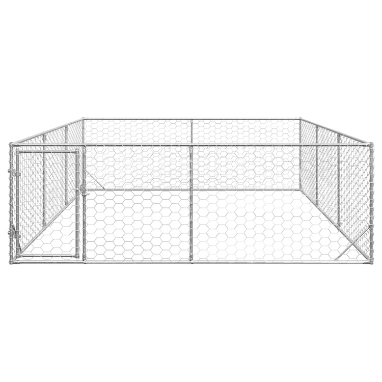 Vidaxl hondenhok voor buiten met deur 3x4x1 m gegalvaniseerd staal