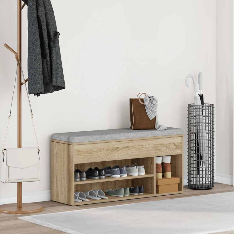 Vidaxl schoenenbank 102x30,5x45 cm bewerkt hout sonoma eikenkleurig