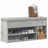 Vidaxl schoenenbank 102x30,5x45 cm bewerkt hout betongrijs - afbeelding 1