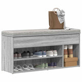 Vidaxl schoenenbank 102x30,5x45cm bewerkt hout grijs sonoma eikenkleur - afbeelding 1