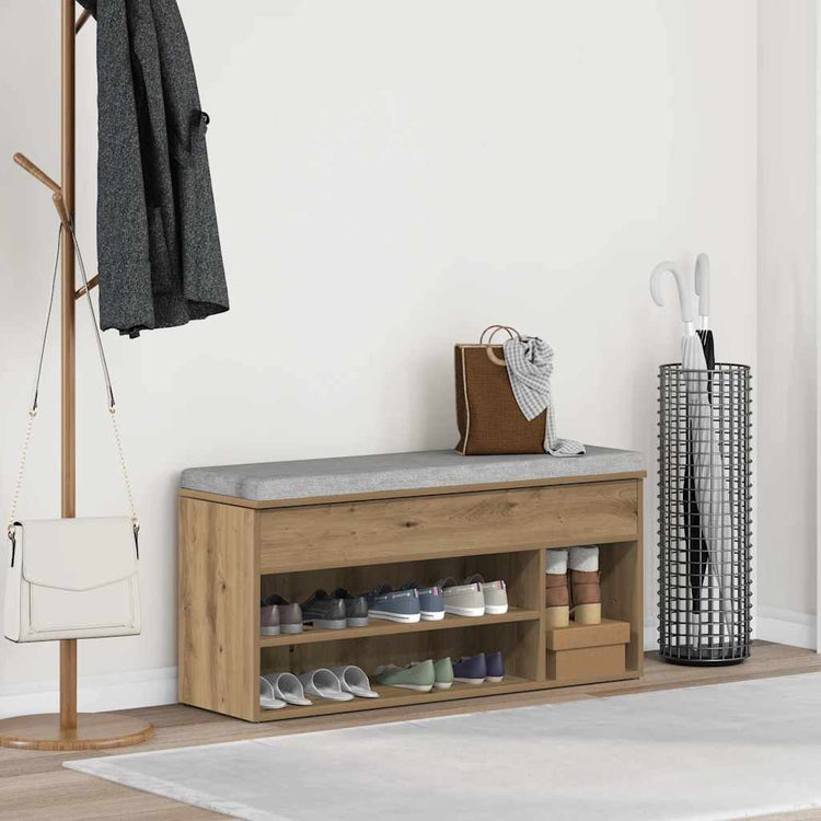 Vidaxl schoenenbank 102x30,5x45 cm bewerkt hout artisanaal eikenkleur