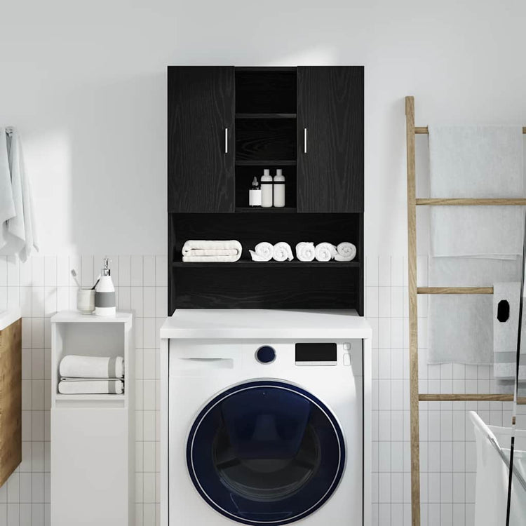 Vidaxl wasmachinekast 70,5x25,5x90 cm zwart eikenkleurig