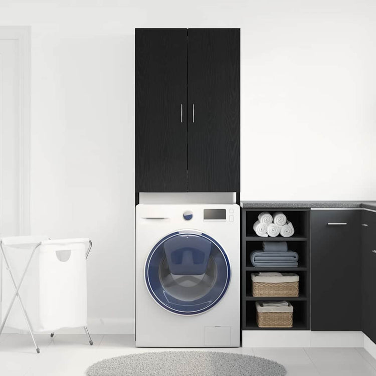 Vidaxl wasmachinekast 64x25,5x190 cm zwart eikenkleur