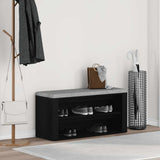 Vidaxl schoenenbank 100x35x45 cm bewerkt hout zwart eikenkleurig - afbeelding 1