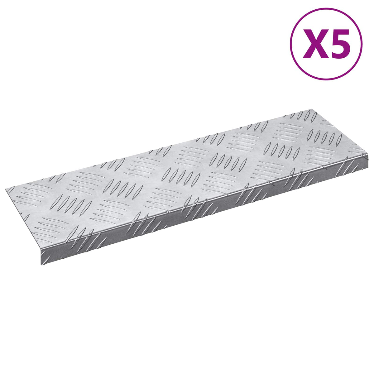 Vidaxl trapmatten 5 st 60 x 18 x 2,5 cm zilver aluminium rechthoekig