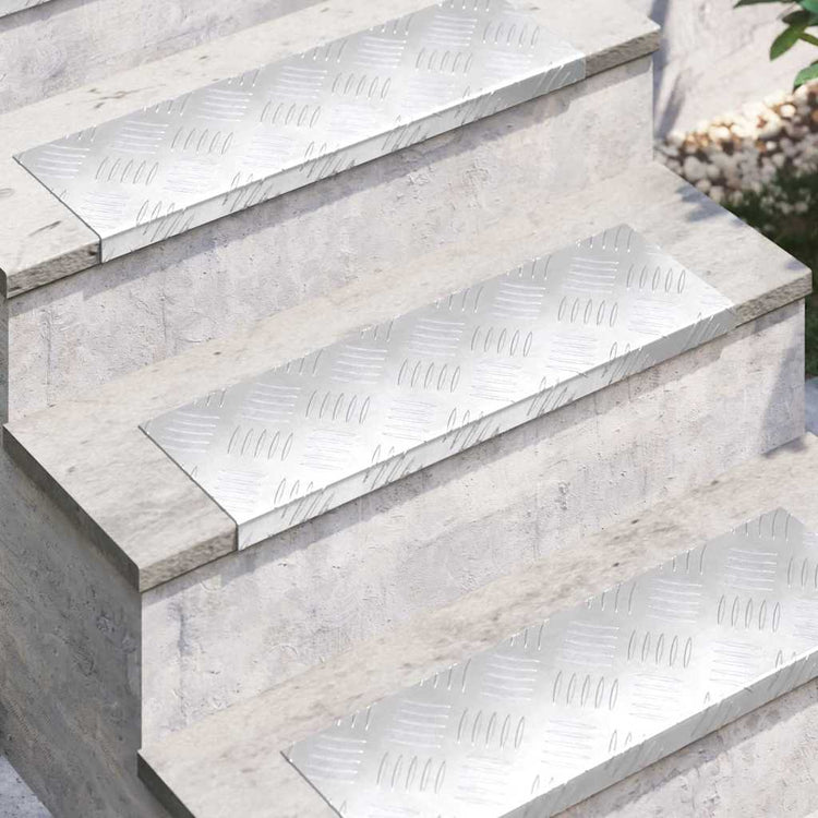 Vidaxl trapmatten 10 st 60 x 18 x 2,5 cm zilver aluminium rechthoekig