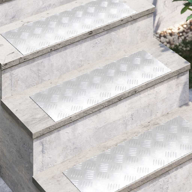 Vidaxl trapmatten 2 st 60 x 20 cm zilver aluminium rechthoekig