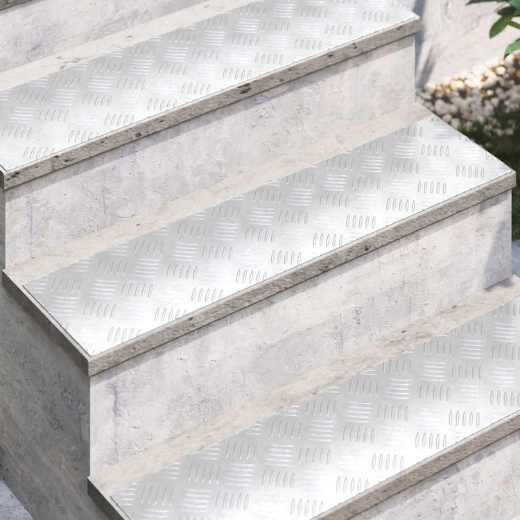 Vidaxl trapmatten 2 st 80 x 20 cm zilver aluminium rechthoekig