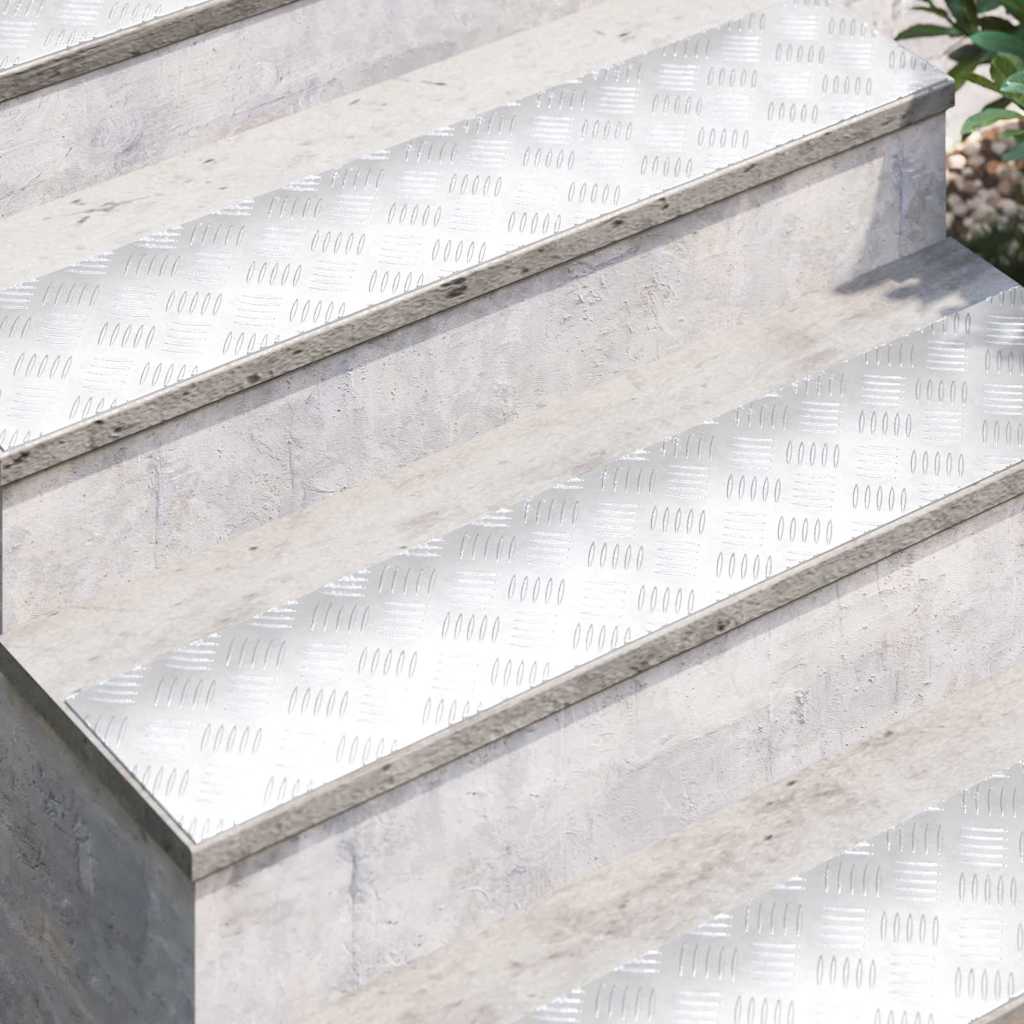 Vidaxl trap tread rechthoekig 4 pcs zilver 100 x 20 cm aluminium