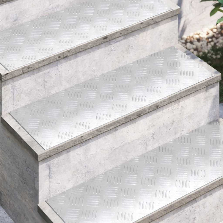 Vidaxl trapmatten 2 st 75 x 25 cm zilver aluminium rechthoekig