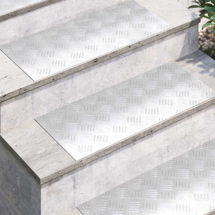 Vidaxl trapmatten 4 st 70 x 30 cm zilver aluminium rechthoekig
