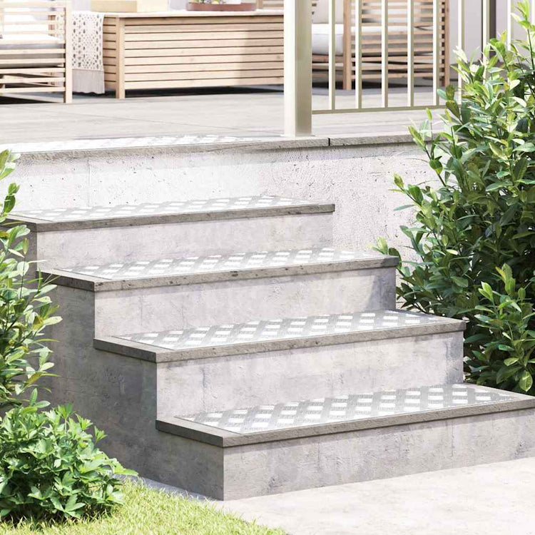 Vidaxl trapmatten 4 st 90 x 30 cm zilver aluminium rechthoekig