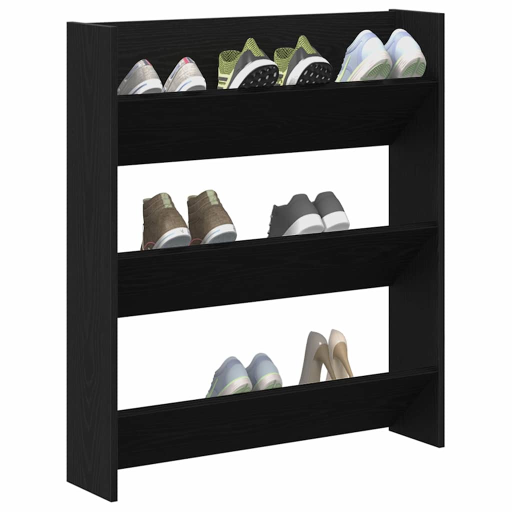 Vidaxl schoenenkast 80 x 18 x 90 cm bewerkt hout zwart eiken