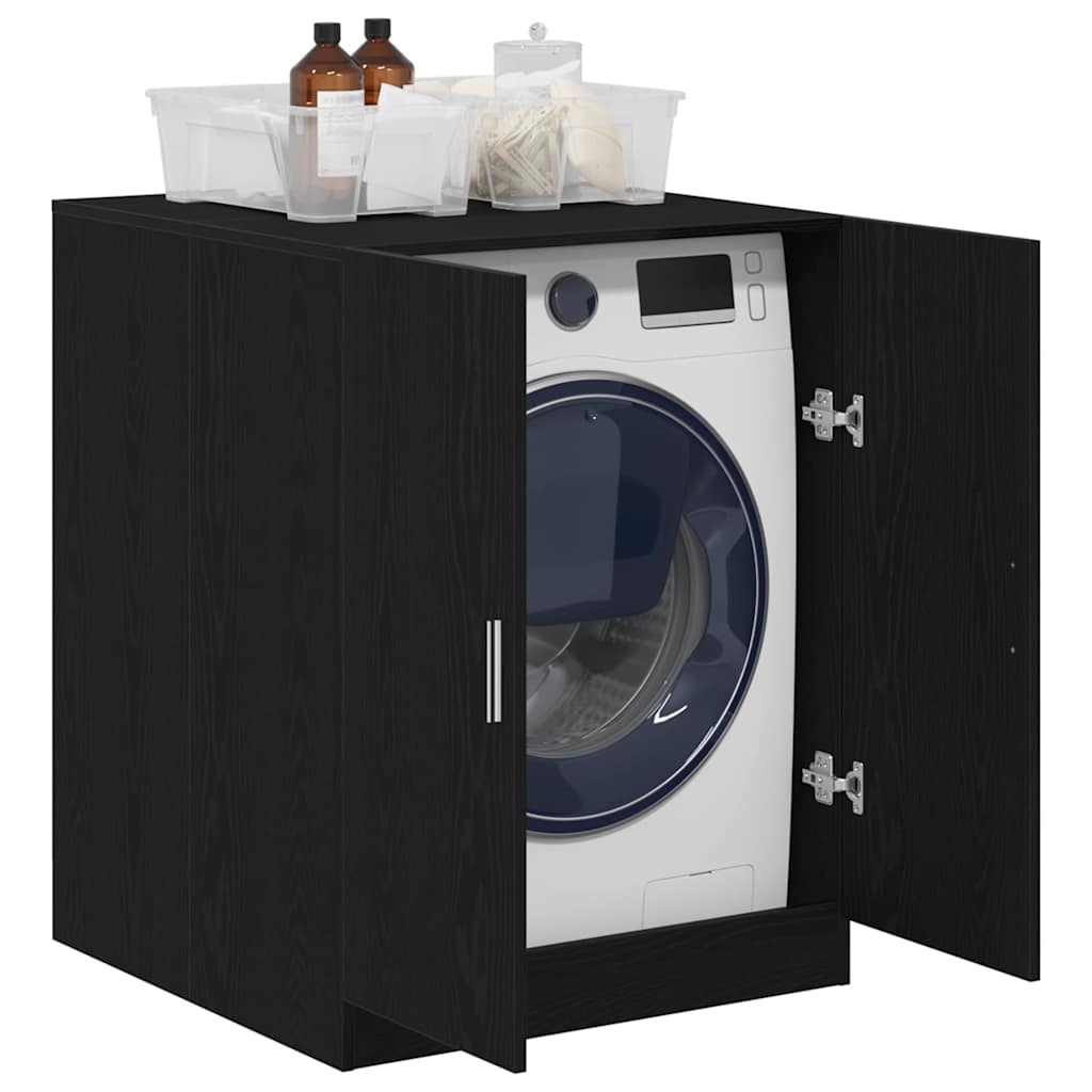 Vidaxl wasmachinekast met opslag zwart eiken 70,5 x 71,5 x 91,5 cm