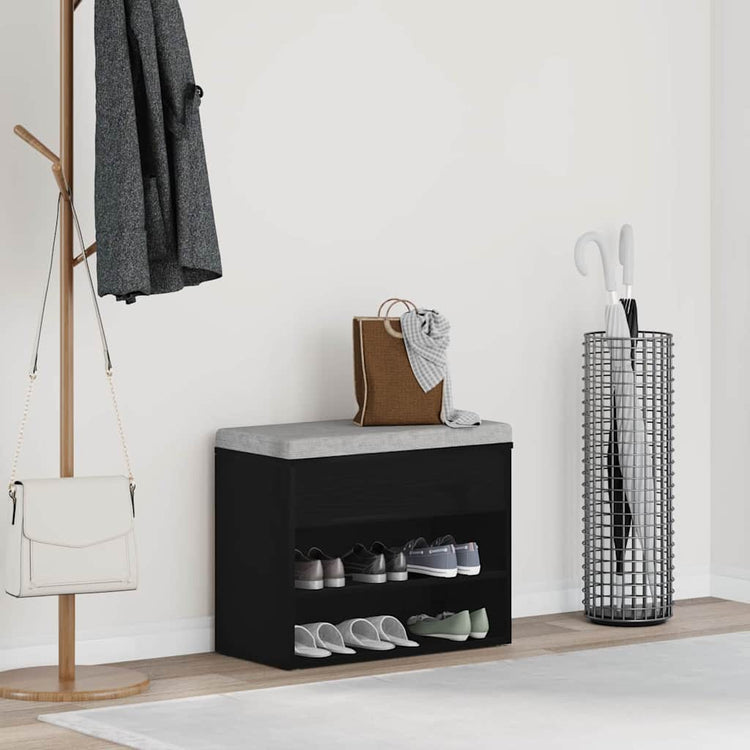 Vidaxl schoenenbank 60 x 30 x 45 cm bewerkt hout zwart eiken