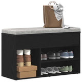 Vidaxl schoenenbank 80 x 30 x 45 cm bewerkt hout zwart eiken - afbeelding 3