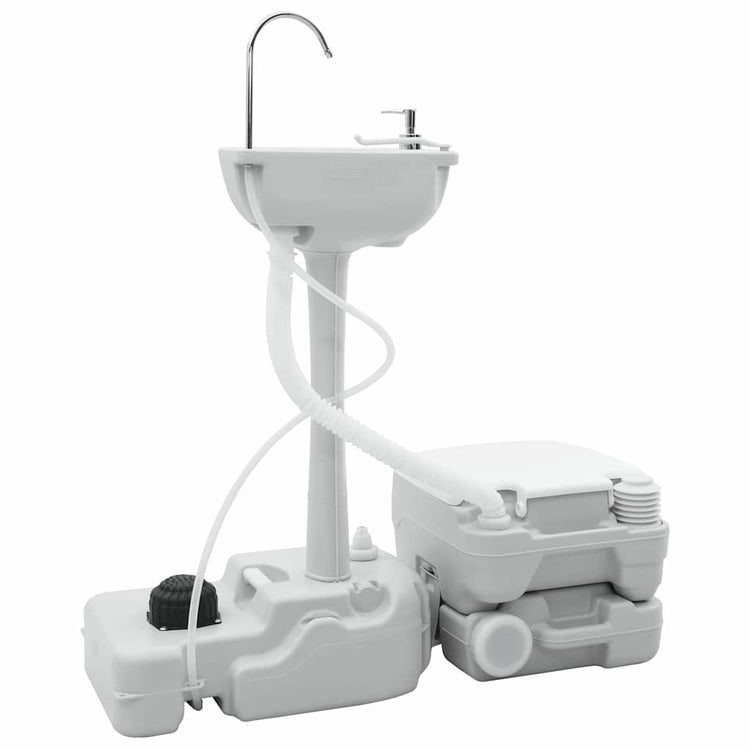Vidaxl camping toilet set 2 pcs grijs en wit